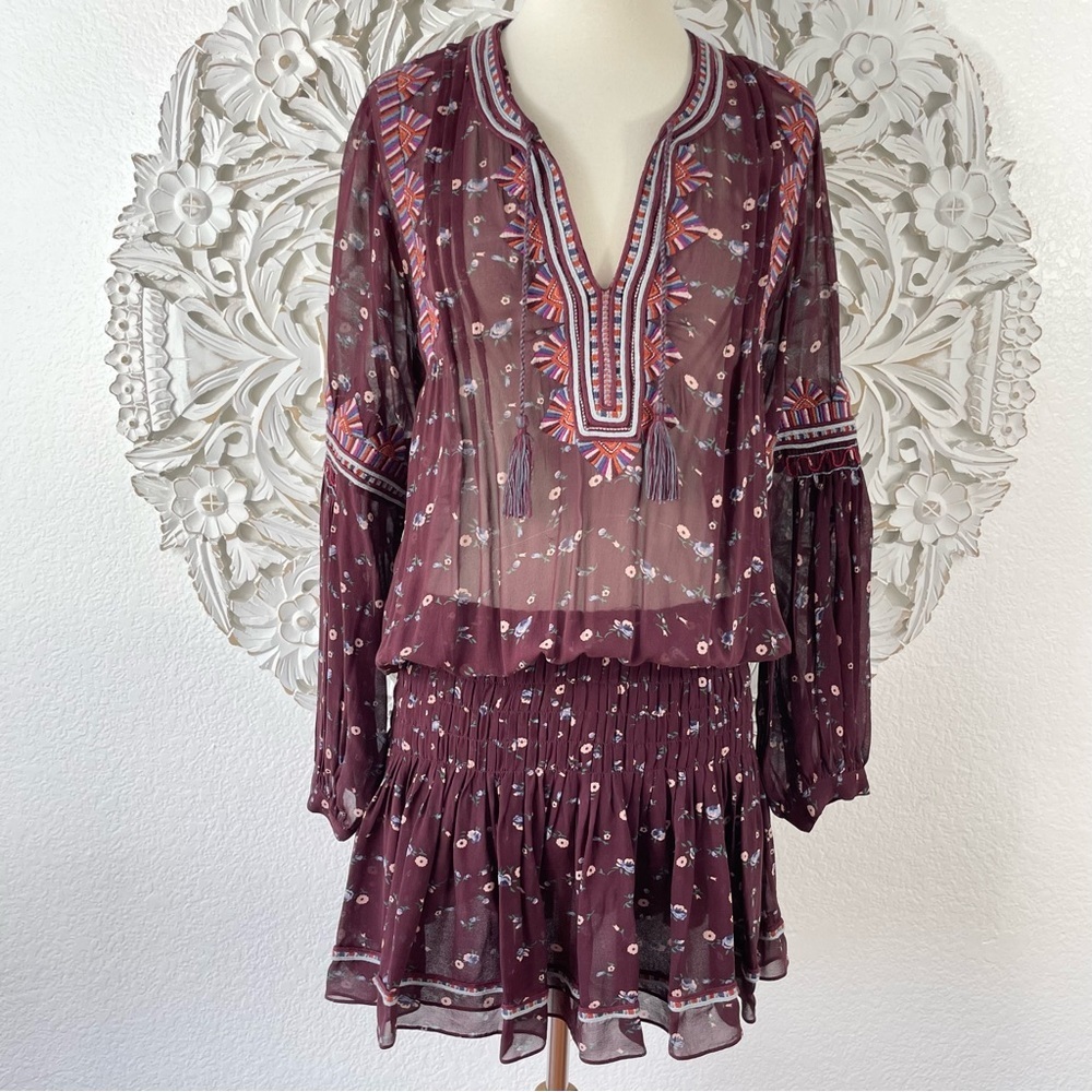 {Ulla Johnson} Gita Sheer Floral Silk Georgette Dress, Size 2